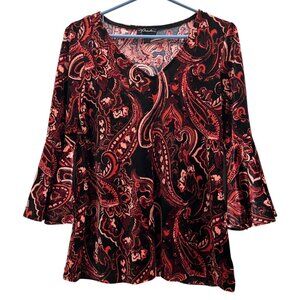 Prelude Women's Velvet Top Blouse Paisley Fairy Grunge Whimsigoth Size Medium